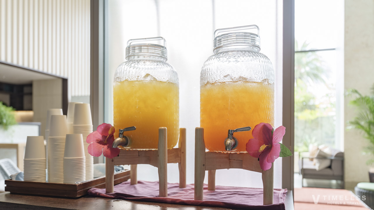 ロビーに置かれているウエルカムドリンク