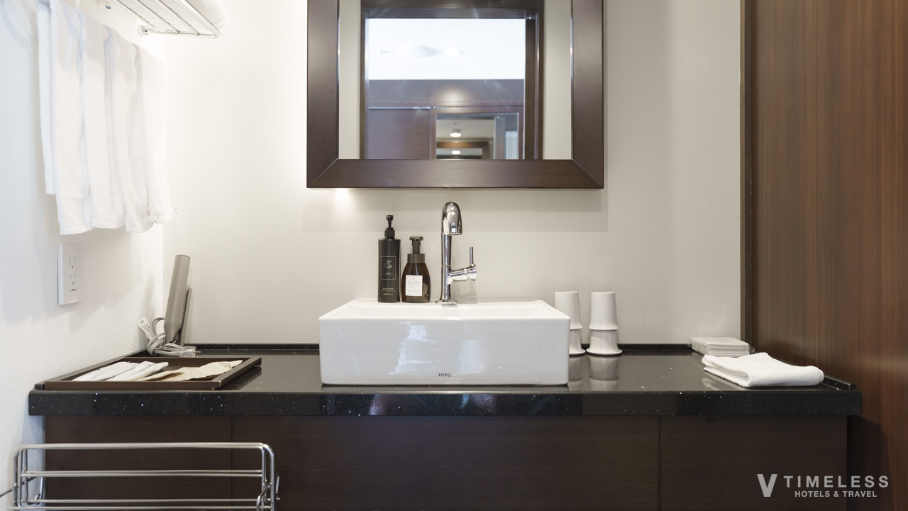 洗面台にはタオルも完備