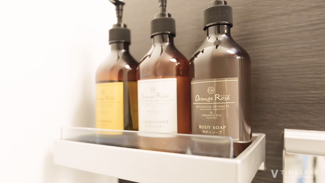 バスアメニティは、シャンプー、コンディショナー、ボディソープ