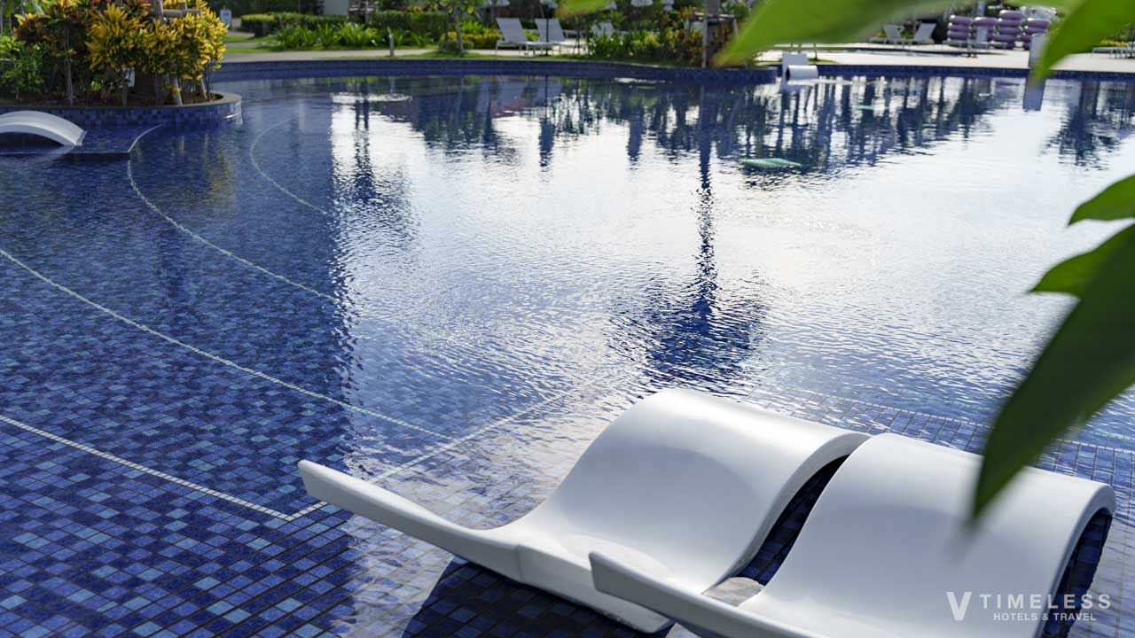 ガーデンプール中央に位置するうまんちゅプール