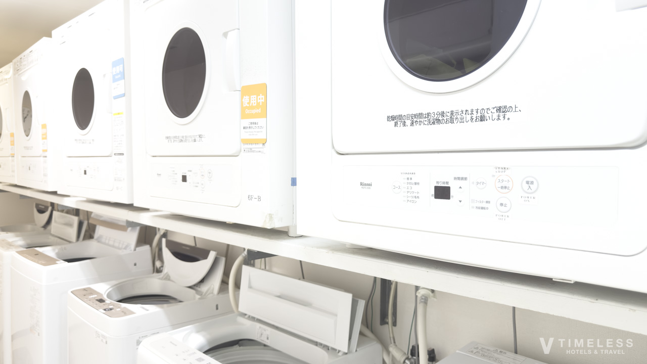 各フロアにある無料で使える洗濯機＆乾燥機・洗剤も無料