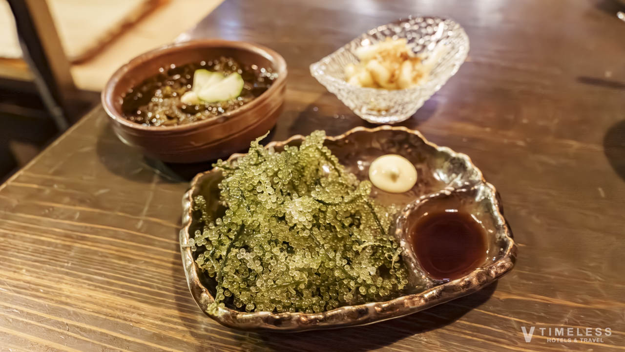 島豚・琉球牛 燦別邸の沖縄県産もずく｜しゃぶしゃぶ前の前菜