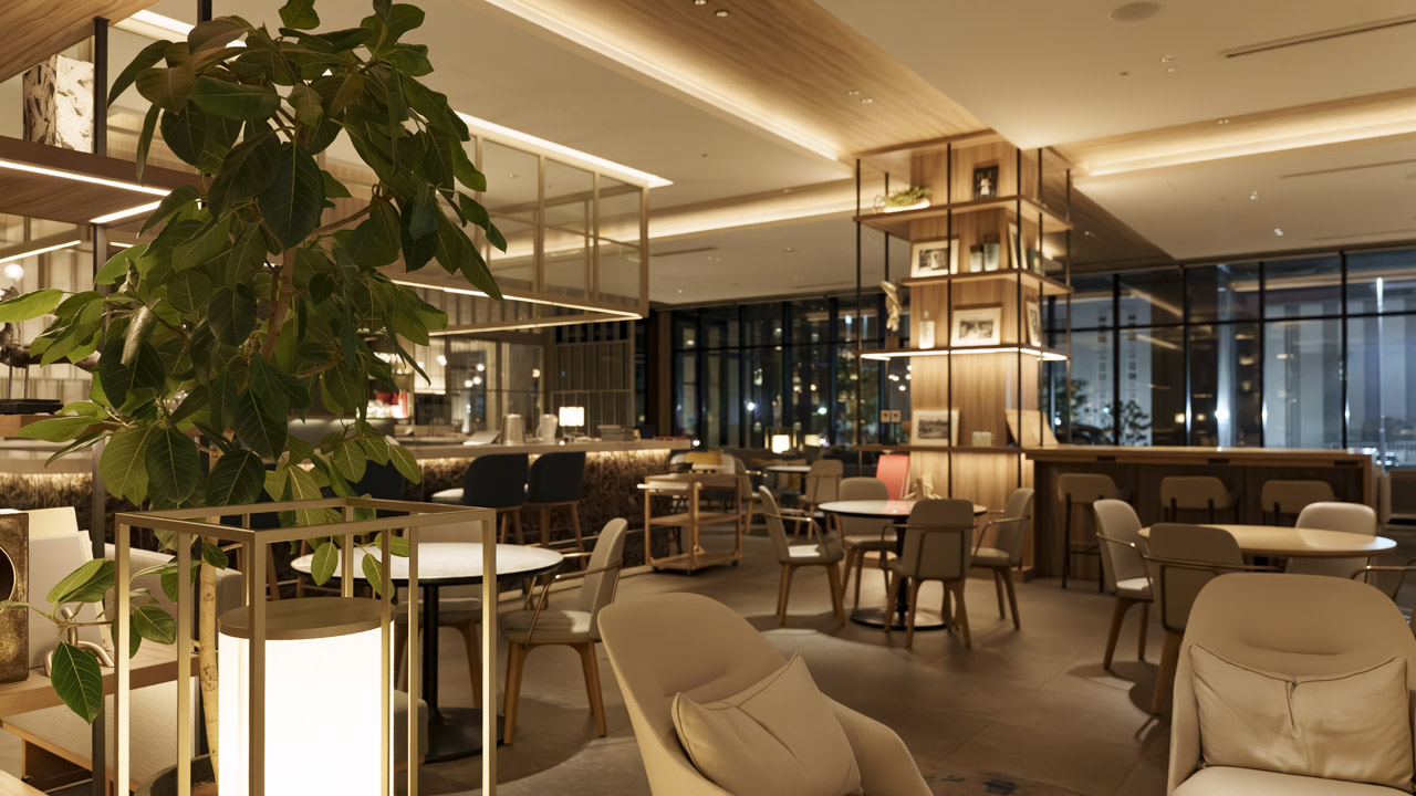 ホテル1階「THE LOUNGE（ザ・ラウンジ）」のゆったりとした座席